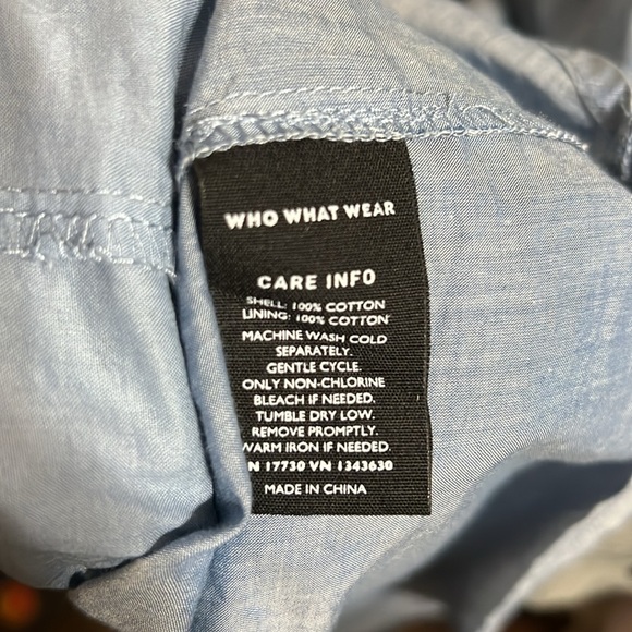 Who What Wear Belted Chambray Shirt Dress 100 % cotton Blue XL - Picture 6 of 6